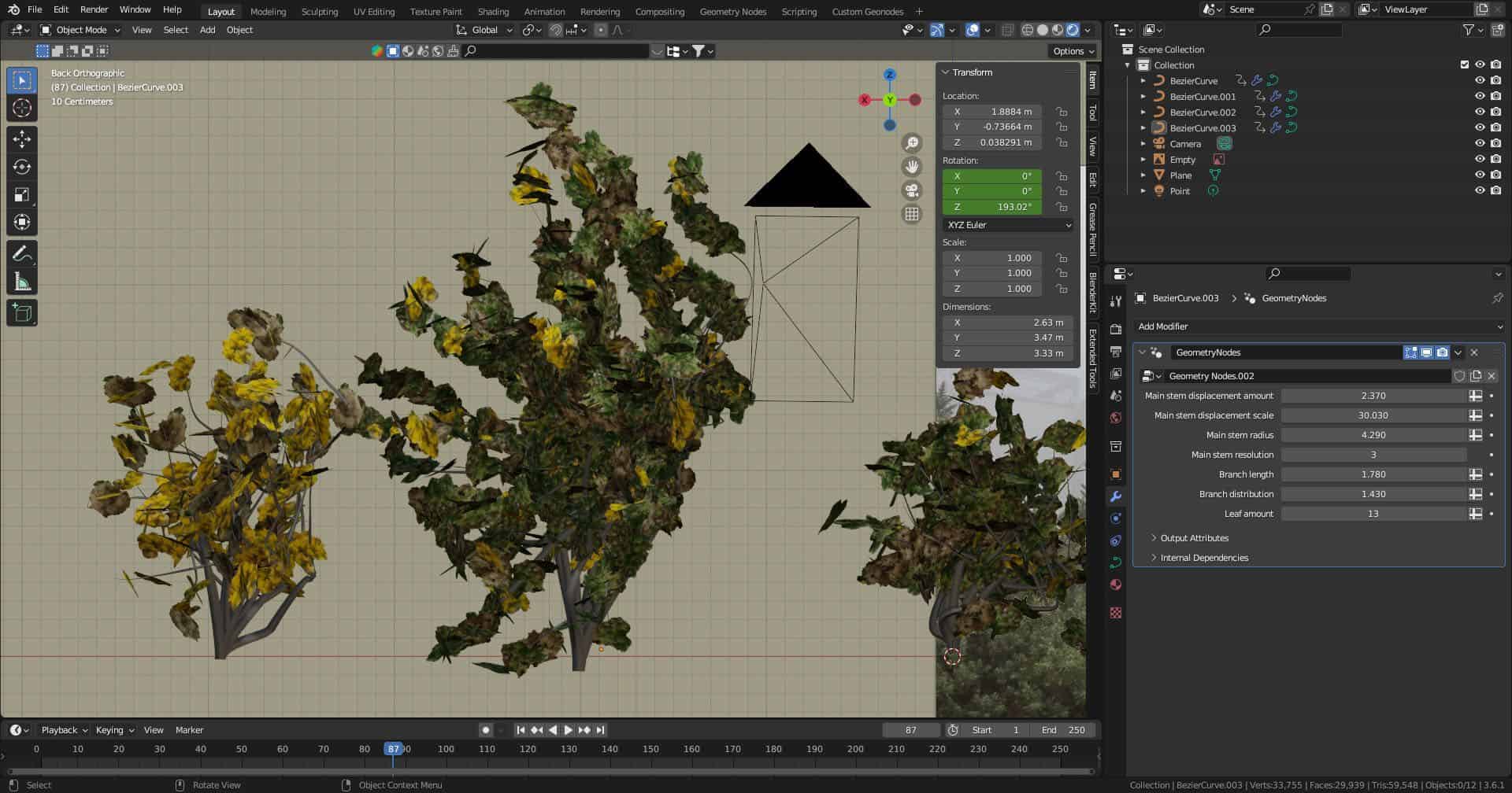 Procedural gorse bushes image